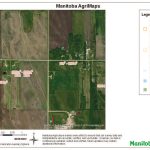 A sample soil map from Manitoba Agriculture’s AgriMap website. Red texts are codes that indicate soil characteristics. Yellow contour lines represent the boundary of a particular soil type. A full explanation of codes can be found on the Manitoba Agriculture website under “Soil Survey.”