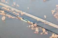 Spring flooding in south-central Manitoba in 2022.