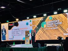 Do More Agriculture executive director Megz Reynolds onstage at Canada’s Farm Show in Regina June 20.