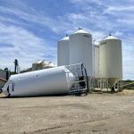 A downed grain bin near Wawanesa is the result of a June 20 storm that brought winds stronger than 90 kilometres an hour and dropped around two inches of rain within half an hour on the Ellis farm. Despite the damage, Simon Ellis says they badly needed the precipitation.