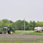 Sprayers get to work in the RM of Thompson in south-central Manitoba in mid-June.