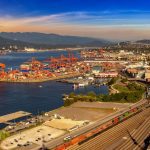 Aerial view of Centerm, a Burrard Inlet terminal for containerized cargo at the Port of Vancouver. Manitoba Pork says the hog sector has been especially at risk during the port strike.