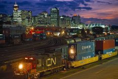 Rail cars in Vancouver. (Photo courtesy/copyright Canadian National Railway)
