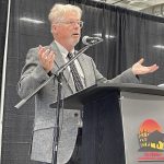 Retired Manitoba Co-operator reporter Allan Dawson gave a shout-out to his “long-suffering” editor, Laura Rance-Unger of Glacier FarmMedia, who nominated him to the hall.