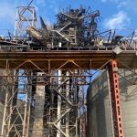 A seaport grain terminal damaged during Russian missile and drone strikes in Odesa region, Ukraine on July 19, 2023.