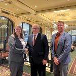 (Left to right) Western Grains Research Foundation chair Laura Reiter, Canadian Agriculture and Agri-Food Minister Lawrence MacAulay and WGRF executive director Wayne Thompson.