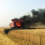 Fire claims a combine in Saskatchewan during harvest in 2017.