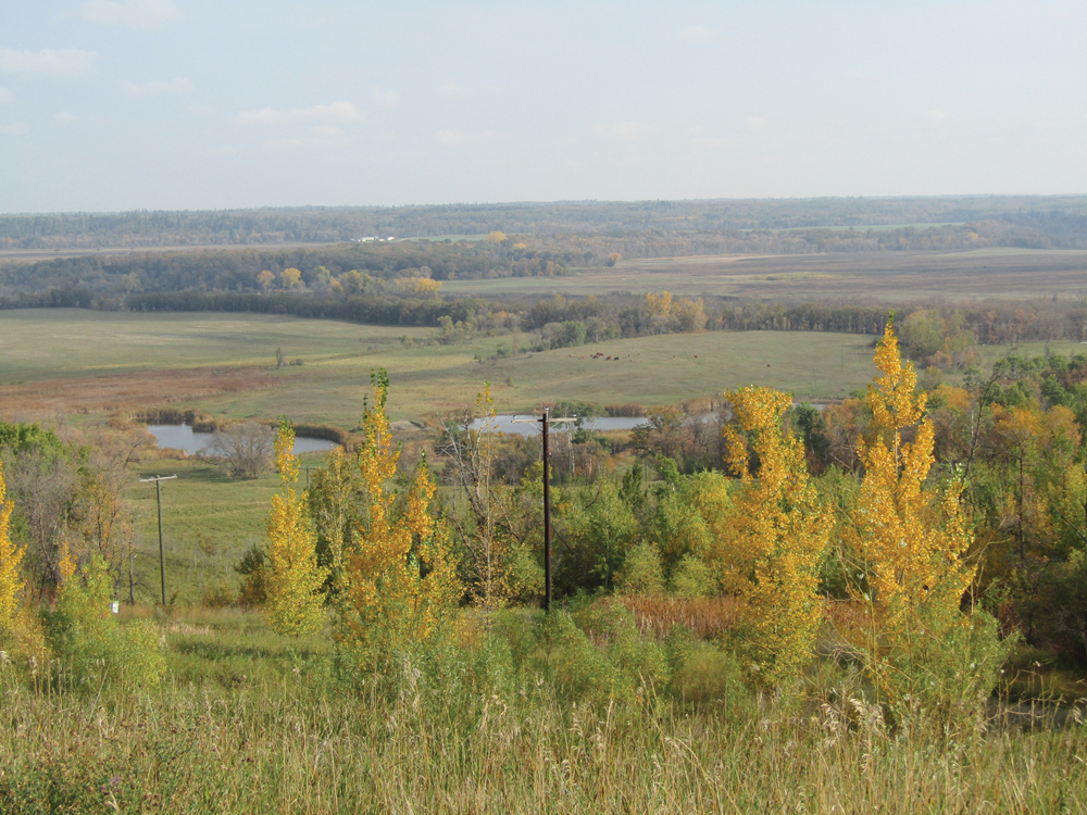 A lookout along Highway 34 shows off the Assiniboine River Valley.