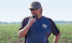 Chad Berry of Under the Hill Farms speaks at a 2020 field tour of his potato operation.