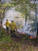 New South Wales Rural Fire Service firefighters walk through a hazard reduction burn in Sydney, Australia, Sept. 10.