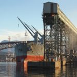 Loading grain on a vessel at a Burrard Inlet terminal. (Maxvis/iStock/Getty Images)
