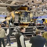 New Holland’s new CR11 combine showcases a significant boost in processing capacity, but with the same weight and width as previous models.  Photo: John Greig
