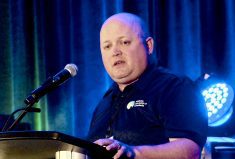 Dan Cox presents highlights from the first year of the Prairie Watersheds Climate Program during the Manitoba Forage and Grassland Association’s annual regenerative agriculture conference in Brandon Nov. 13-15.