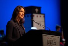Alberta Premier Danielle Smith, pictured here at a Remembrance Day event in 2023. Photo: Supplied/X.
