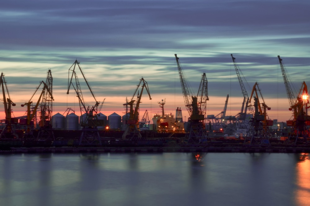 File photo of sunset over port facilities at Odesa. (Mixarde/iStock/Getty Images)
