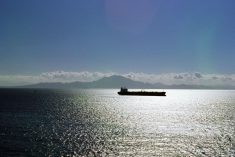 transport ship on the ocean