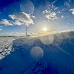 Blowing snow catches the light Dec. 17 north of Russell. Sustained winds in the region reached 31 kilometres an hour, with gusts up to 55, following a fresh snowfall.