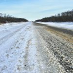 Road conditions in Turtle Mountain Provincial Park in southwestern Manitoba Dec. 10 several days after a weather system blew through the province.