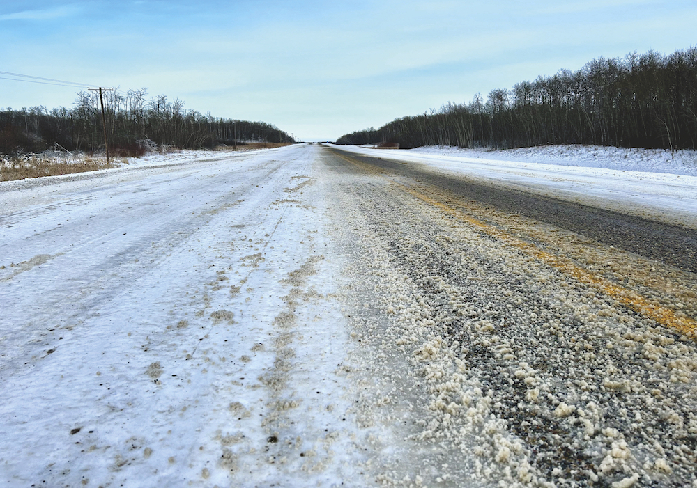 Road conditions in Turtle Mountain Provincial Park in southwestern Manitoba Dec. 10 several days after a weather system blew through the province.