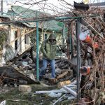 A man is seen outside the house damaged by Russian shelling in the Odesa Region, southern Ukraine. Photo: by Nina Liashonok/Ukrinform/Sipa USA