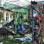 A man is seen outside the house damaged by Russian shelling, Odesa Region, southern Ukraine. (Photo by Nina Liashonok/Ukrinform/Sipa USA)