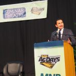 Manitoba premier Wab Kinew announces $450,000 in funding for the Manitoba Farm Wellness Program at AgDays in Brandon on Tuesday, January 16.