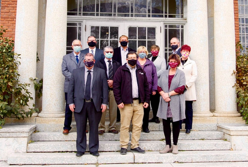 Assiniboine Community College staff and supporters stand outside the college’s Valleyview Building, the future home of the Prairie Innovation Centre for Sustainable Agriculture in 2020.