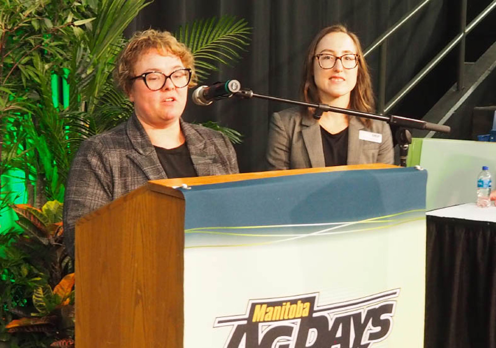 MNP tax expert, Edith Frison (left) speaks at AgDays about Bill C-208.