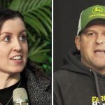 Amy Smith (left) uses her Instagram handle, _that.farming.mama_, to highlight women’s experience in farming. Ontario farmer Andy Pasztor (right) speaks as part of a panel on social media use at Manitoba Ag Days 2024.