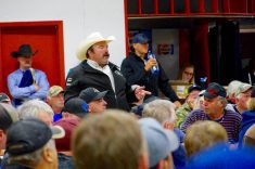 Livestock producers share their outrage at a last-minute meeting in St. Rose du Lac in October 2019 after the province released incoming changes to Agricultural Crown Lands regulations.