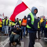 Polish farmers block the road to the border crossing during a protest over price pressures, taxes and green regulation, grievances shared by European farmers and against importing agricultural produce and food products from Ukraine, in Okopy near Dorohusk, Poland, February 20, 2024. REUTERS/Kuba Stezycki
