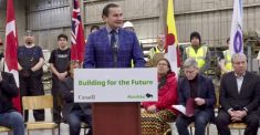 Manitoba Premier Wab Kinew announcing provincial funding of $30 million for the Port of Churchill.