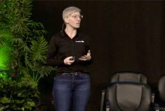Marla Riekman during her presentation, 'The Science of Soil Salinity,' at Manitoba Ag Days on Jan. 18, 2024.
