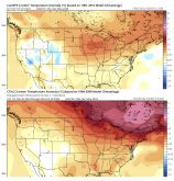 This pair of maps show the latest three-month temperature predictions for the prairies from the CFS and CanSIPS models.