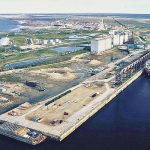 An aerial shot of the Port of Churchill.