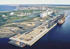 An aerial shot of the Port of Churchill.