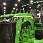 A John Deere 8RX tractor on the show floor of the National Farm Machinery Show in Louisville, Kentucky, Feb. 14, 2024.
