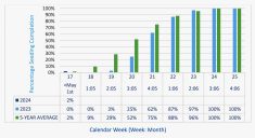 Seeding progression in 2024 compared to previous years.