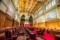 The Senate Chamber within the Canadian Parliament buildings.