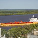 Cargo ship arriving in Rosario, Argentina. Photo: Claudiio Doenitz/iStock/Getty Images
