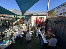 Sunny skies greeted attendees of the inaugural Manitoba Honey Bee Day celebration at Little Brown Jug brew pub in Winnipeg on May 29. Photo: Don Norman