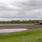 A seeding unit sits parked in a field north of Winnipeg, Man., due to wet field conditions on June, 6, 2024.  Photo: Greg Berg
