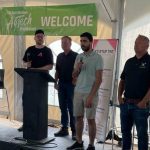 Ag Tech Breakfast panelists at Ag in Motion 2024 near Langham. PHOTO: SEAN PRATT
