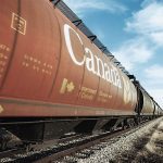 A train car with the Government of Canada logo.
