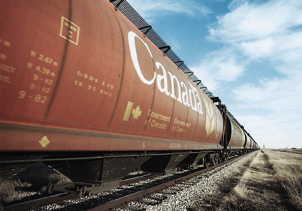 A train car with the Government of Canada logo.