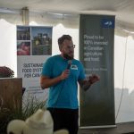 Seva Lisouski speaks at Canada’s Outdoor Farm Show 2024. Photo: Stew Slater
