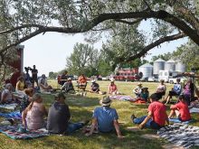 Treaty land sharing: Farmers and Indigenous communities gather to discuss their common connections to land. Photo: Bill DeKay
