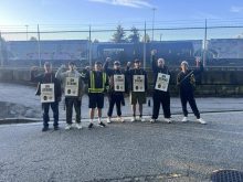 Grain terminal employees at the Port of Vancouver hit the picket lines in late September. PHOTO: GWU Local 333 ILWU/Facebook