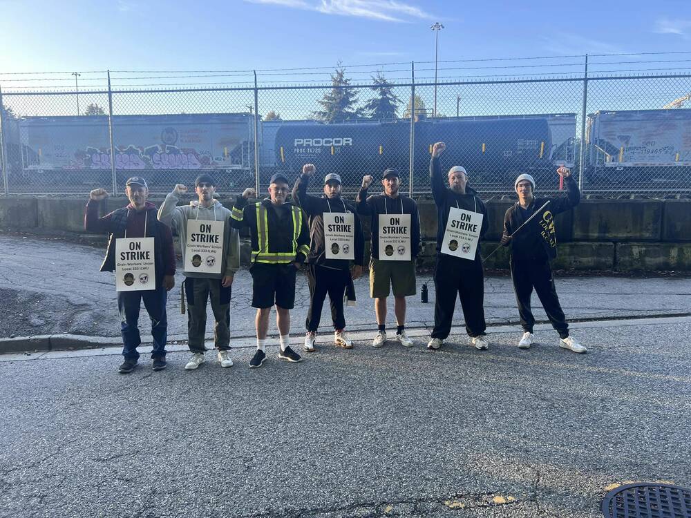 Grain terminal employees at the Port of Vancouver hit the picket lines in late September. PHOTO: GWU Local 333 ILWU/Facebook