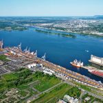 Aerial view of the eastern section of the Port of Montreal
